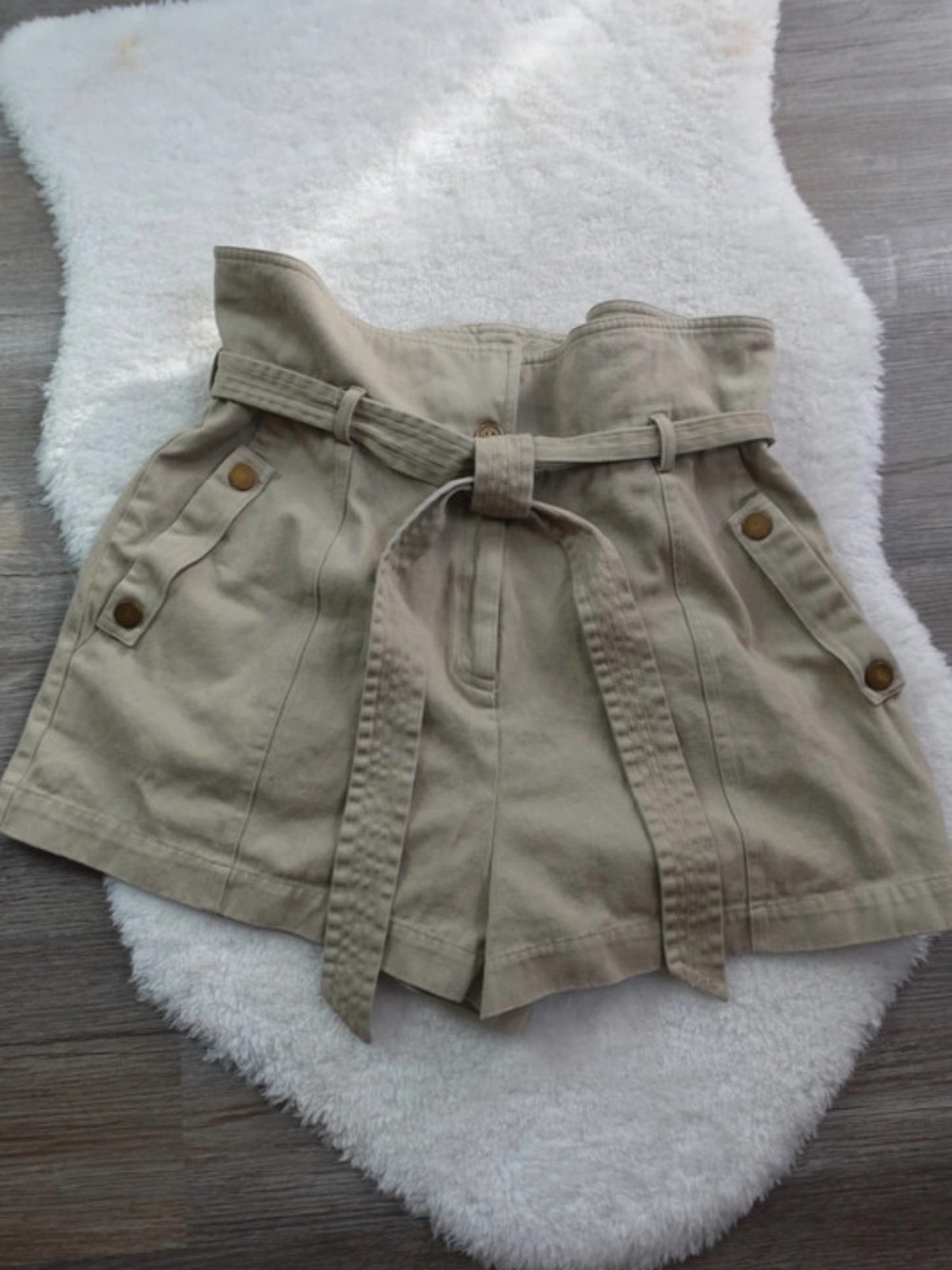 High Waist Paper Bag Short